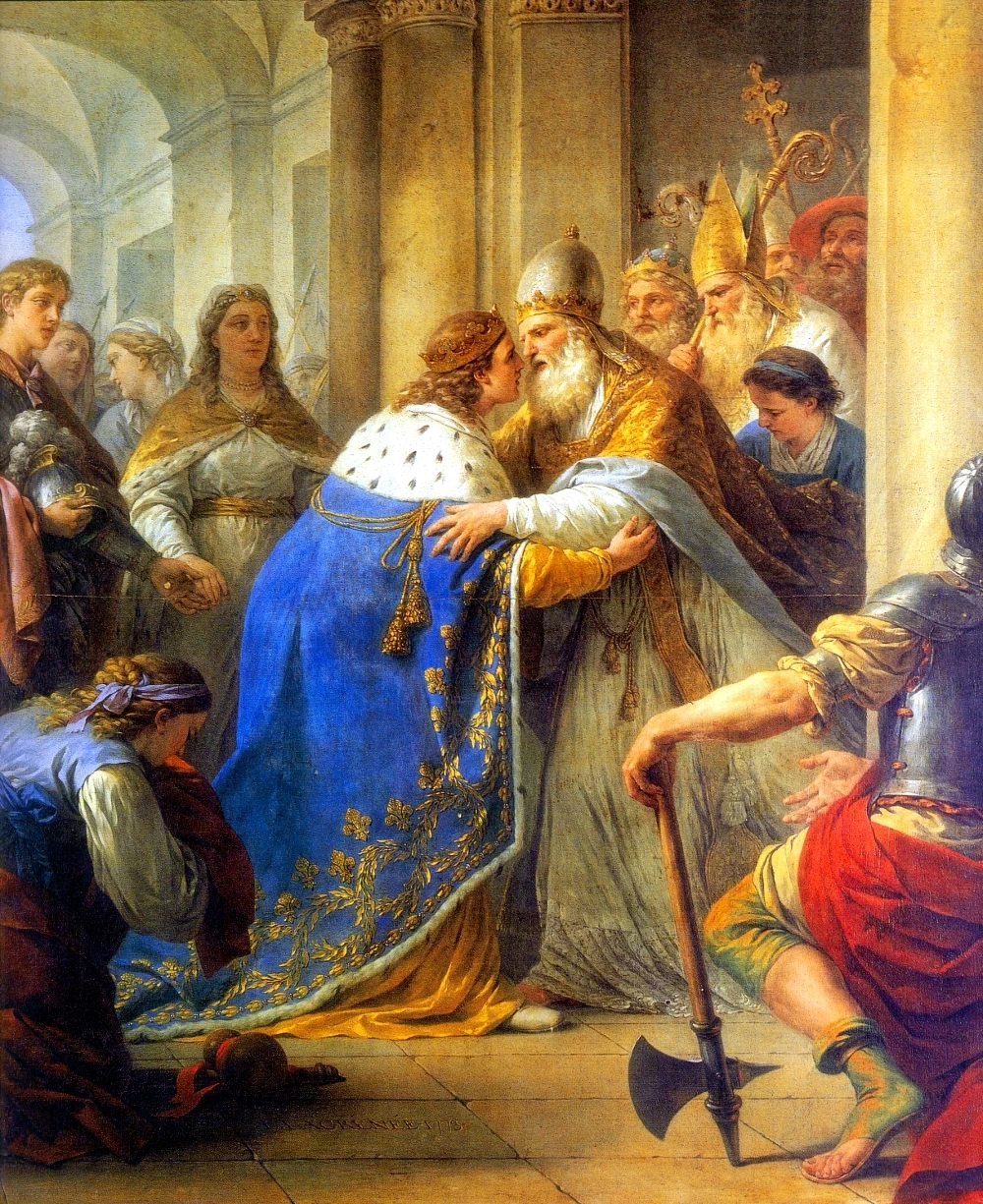 San Luigi, re di Francia, incontra papa Innocenzo IV a Lione